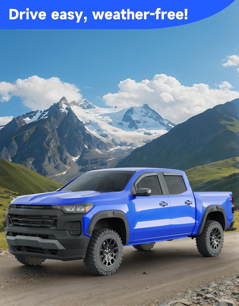 Breejoy in-Channel Rain Guards Fit for Truck Chevy Colorado/GMC Canyon 2023 2024 2025 2026 Crew Cab Window Rain Guards Visors Vent Visors Window Deflector Vent Shades Car Accessories -4 pcs - Image 2